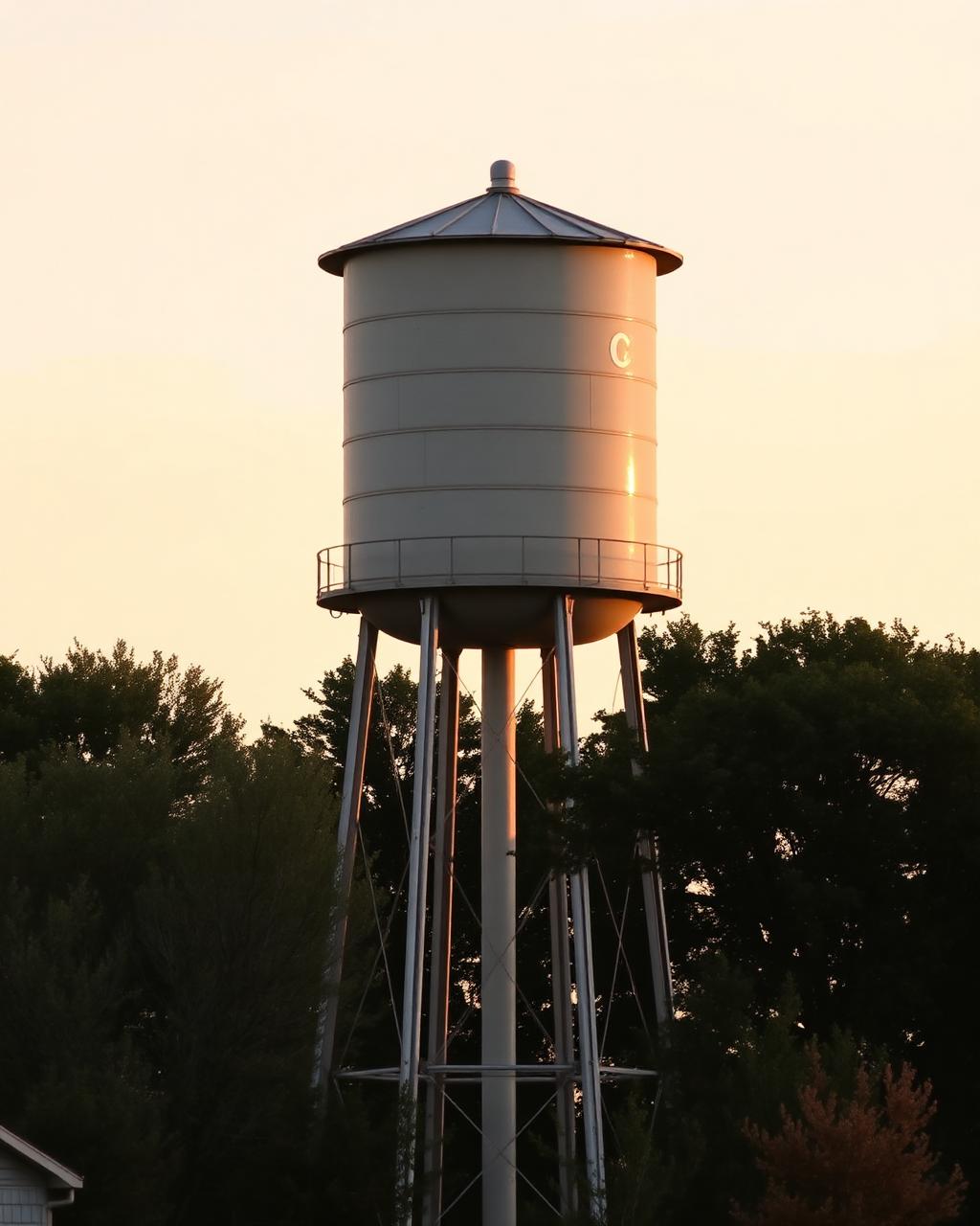 Vance County water tower at golden hour